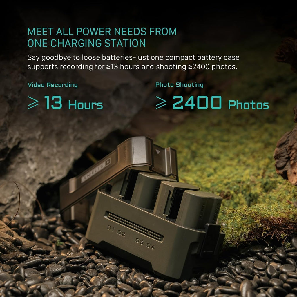 Tilta EN-EL15C Charging Station Battery Kit with Four Rechargeable Batteries | Four-Slot USB-C Fast Charger | 45W PD | Status Indicators | Portable Design | Green