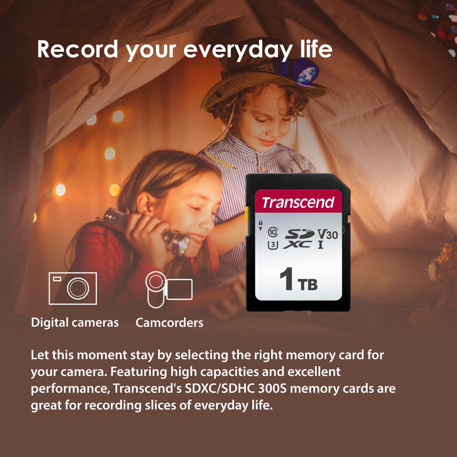 Transcend SDC300S 512GB SDXC SD Card, UHS-I U3 V30, 4K UHD & Full HD for DSLR Cameras/Digital Cameras/Trail Cameras/Camcorder, Up to 100MB/s, Class 10 High-Speed Memory Card