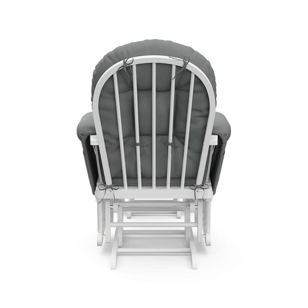 Storkcraft Premium Hoop Glider & Ottoman (White/Gray) — GREENGUARD Gold Certified Nursery Glider, Solid Wood Craftsmanship, Smooth-Gliding, Award-Winning