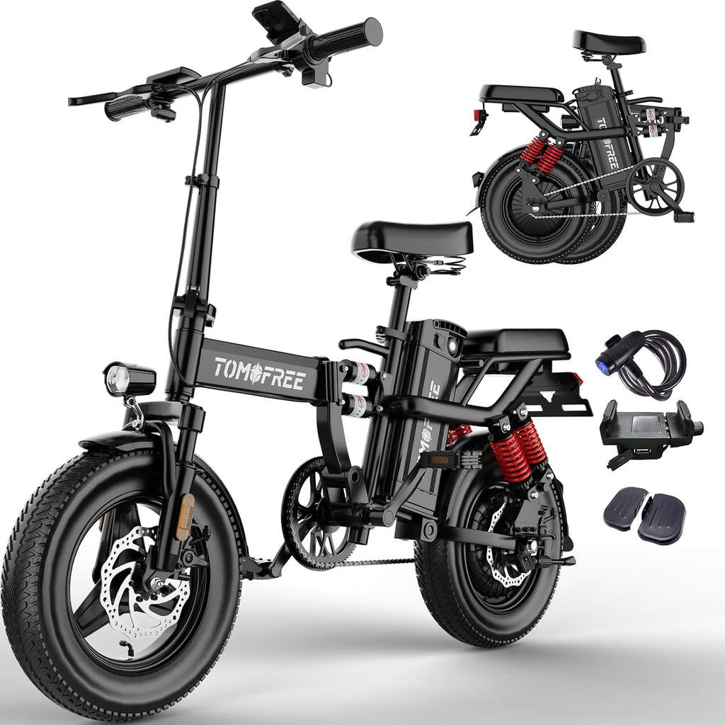 Tomofree 750W Peak Electric Bike for Adult, 20MPH/35-75 Miles Electric Bicycle, 14' Folding E Bike, 48V 20Ah Removable Battery, PAS Control, Commuter E-Bike for Adults and Teens