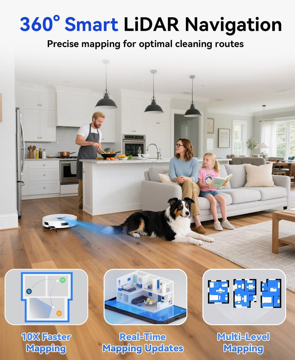 Robot Vacuum Cleaner 20,000 Pa Robot Vacuum and Mop,120 Day Self Emptying Vacuum Robot,Lidar Navigation,5G/2.4GWiFi APP Aspirateur Robot,Self-Charging Robot Vacuums for Pet,Floor,Carpet White