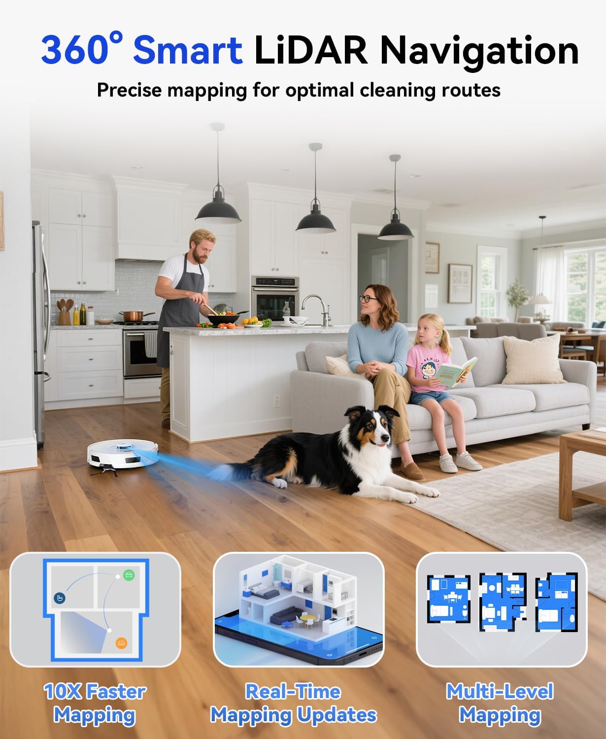 Robot Vacuum Cleaner 20,000 Pa Robot Vacuum and Mop,120 Day Self Emptying Vacuum Robot,Lidar Navigation,5G/2.4GWiFi APP Aspirateur Robot,Self-Charging Robot Vacuums for Pet,Floor,Carpet White