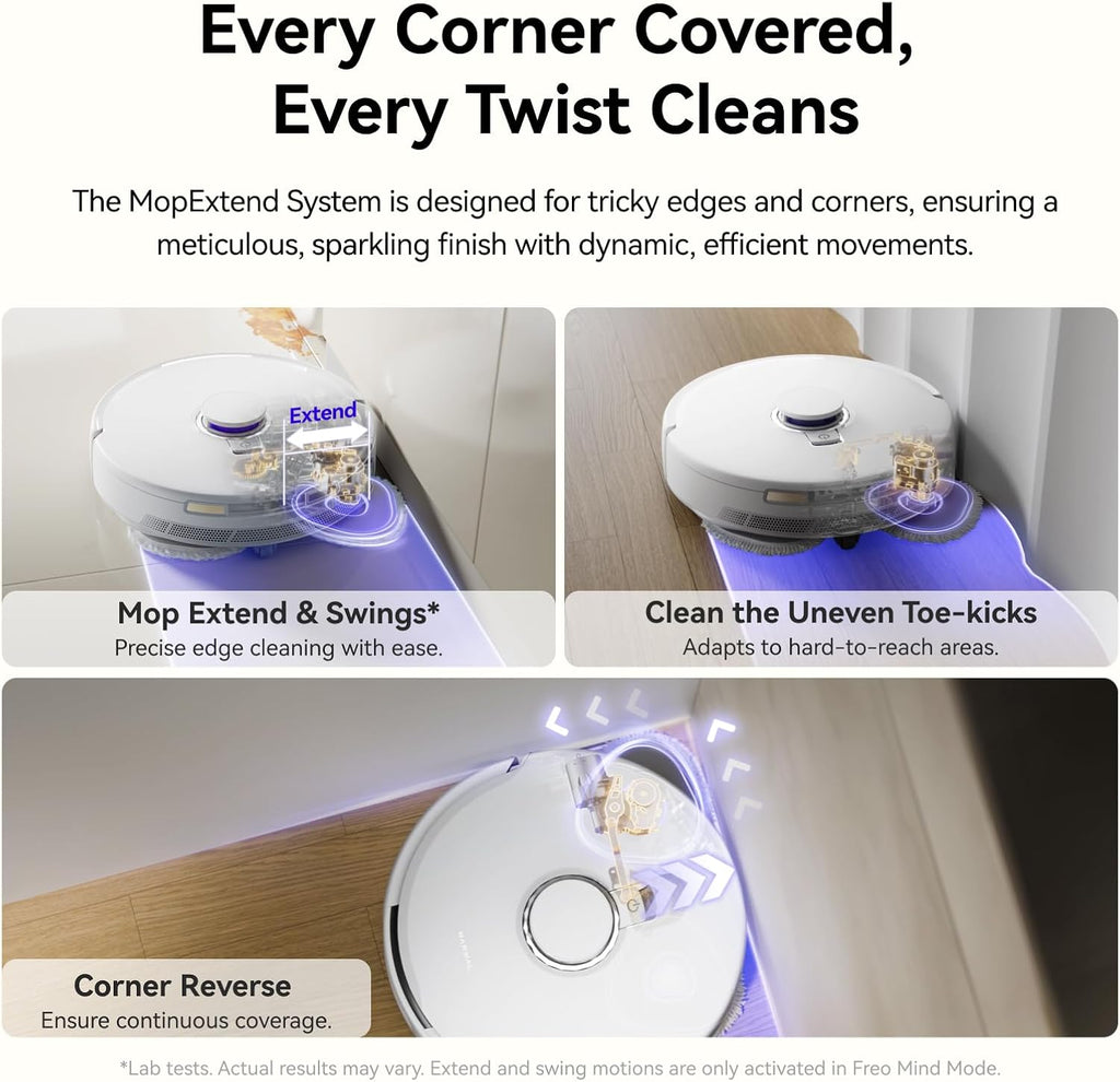 NARWAL Freo X10 Pro Robot Vacuum and Mop Combo, 11,000Pa Suction,DualFlow Tangle-Free System,MopExtend Edge Cleaning,Self-Emptying,Auto Mop Wash & Dry,for Pet Hair & Hard Floors,White