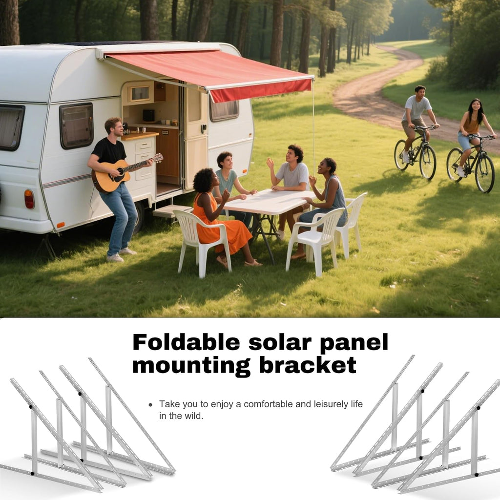8 Pack 45inch Adjustable Solar Panel Tilt Mount Brackets with Foldable Tilt Legs for 45' Panels | 2400Pa Windproof Adjustable Brackets Kit for RV/Roof/Ground Fits EcoFlow/Jackery/Bouge RV