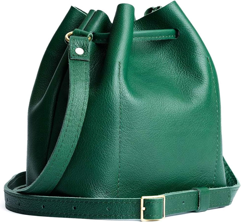Portland Leather Goods Bucket Bag – Leather Crossbody Purse w/Drawstring Opening – Handmade from the Finest Full-Grain Hides