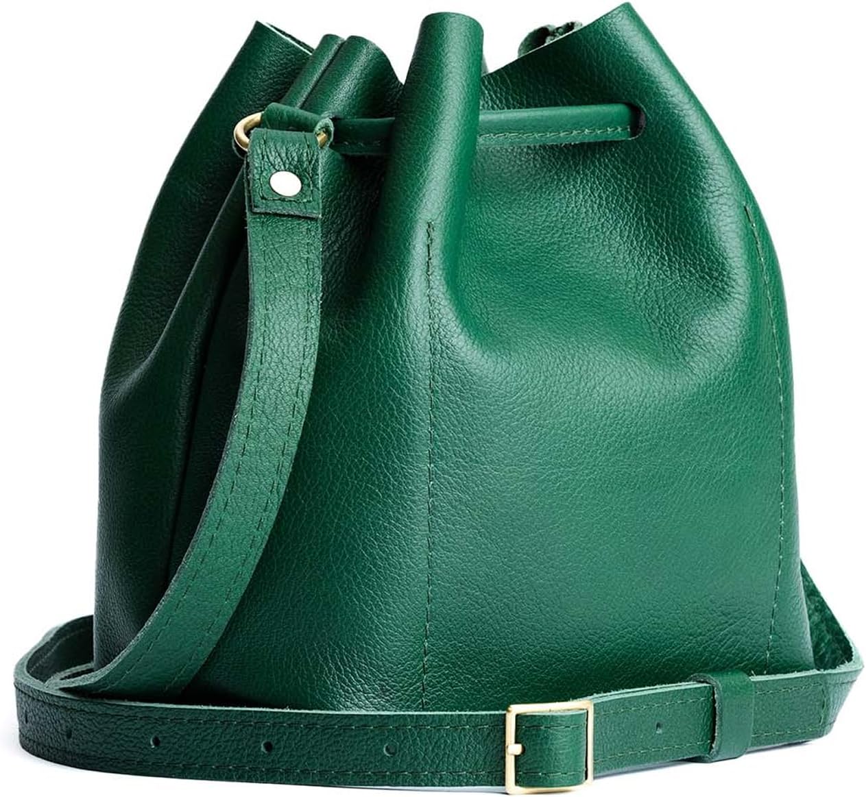 Portland Leather Goods Bucket Bag – Leather Crossbody Purse w/Drawstring Opening – Handmade from the Finest Full-Grain Hides
