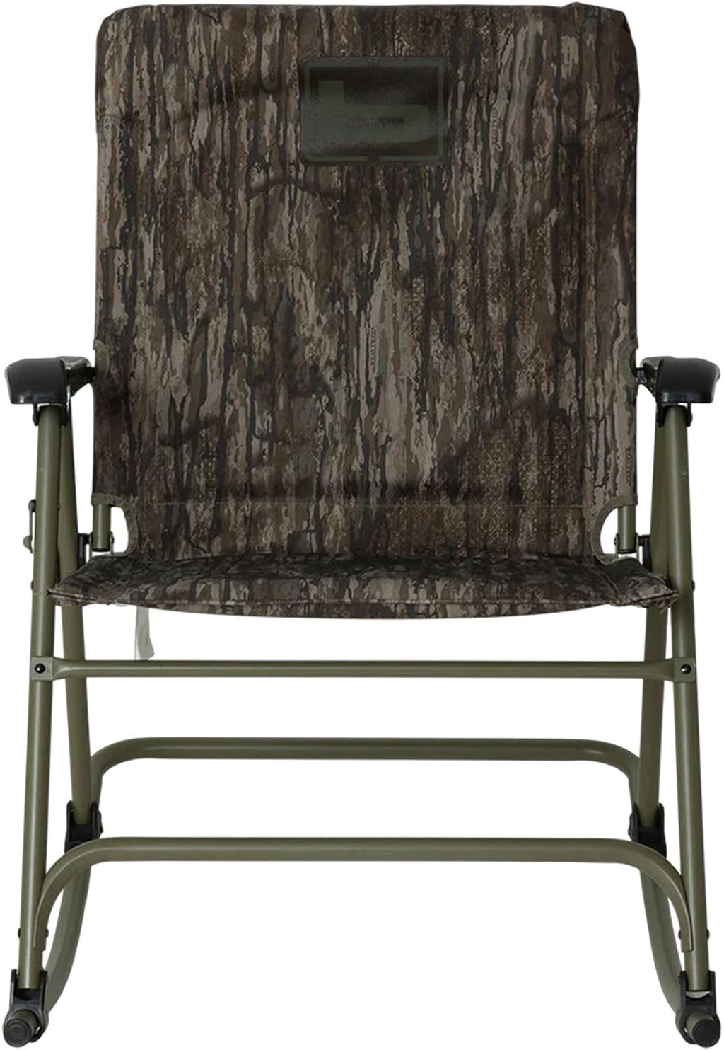 Banded Folding Rocking Chair | Lightweight Portable Weather-Resistant Extra-Wide Padded Outdoor Hunting & Camping Chair with Tubular Steel Frame & Armrests, Realtree Legacy