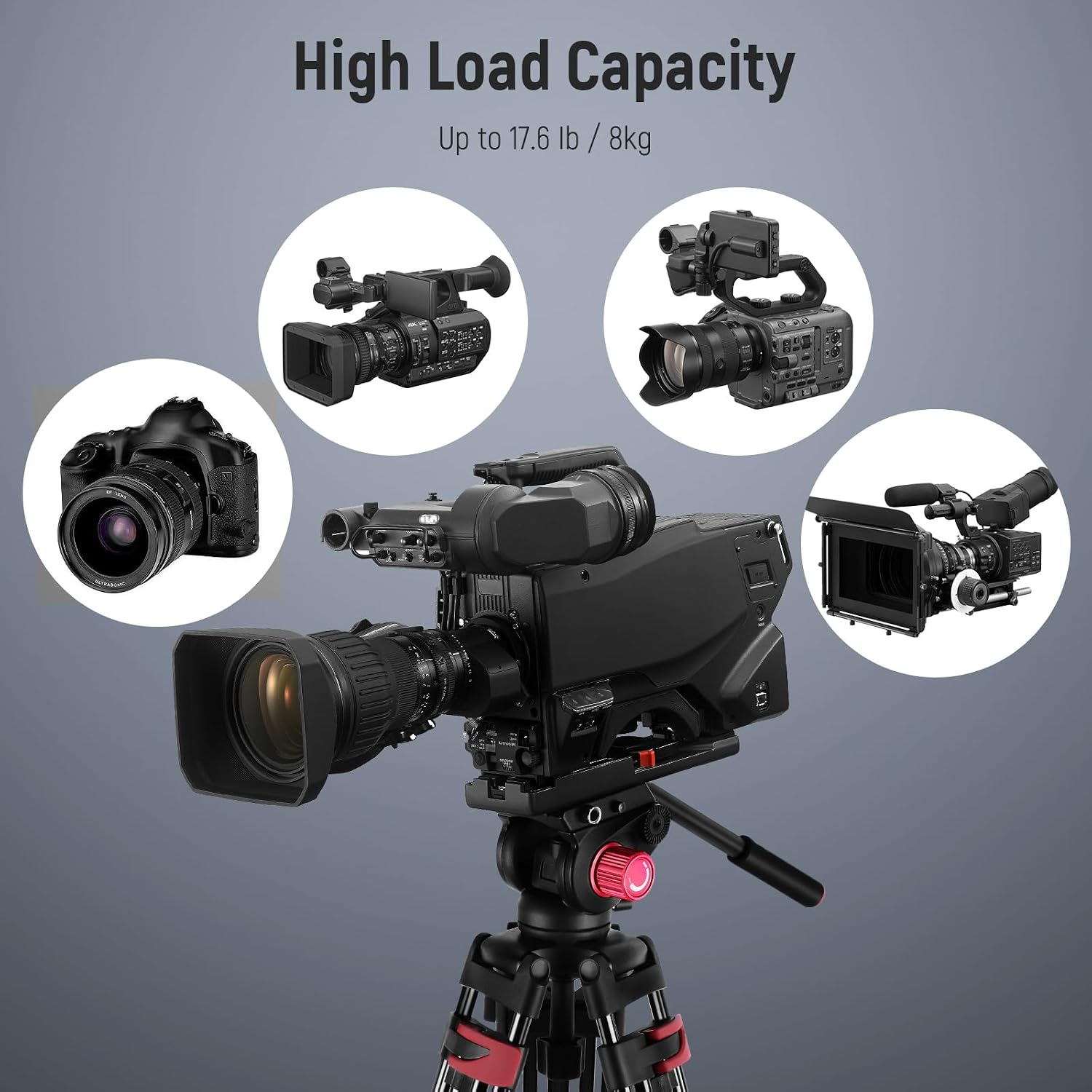 NEEWER 79'/200cm Video Tripod, Heavy Duty Aluminum Alloy Camera Tripod Stand with 360° Fluid Drag Head, QR Plate Compatible with Canon Nikon Sony and Other DSLR Camera Camcorder, Load Up to 17.6lb/8kg
