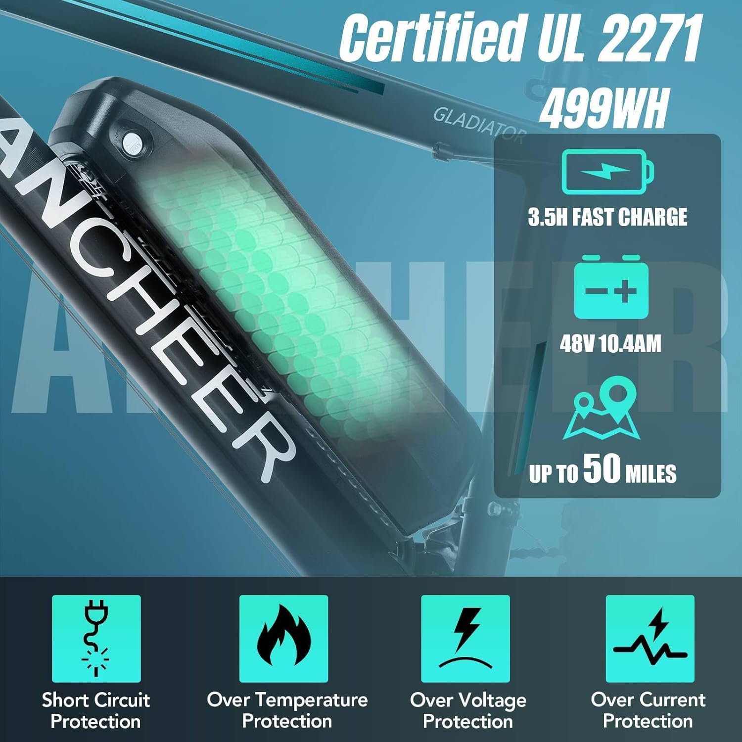 ANCHEER 26' Electric Bike for Adults, Peak 749W Ebike, 19.8MPH Electric Bicycle with 48V 374Wh / 48V 499Wh Battery(3H Fast Charge), LCD Display, Front Suspension, UL2849 Compliant