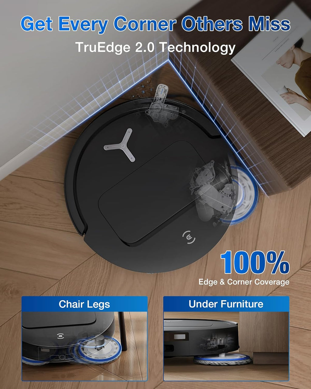 ECOVACS DEEBOT T50 PRO Omni Robot Vacuum and Mop, 3.19' Ultra-Slim, 15,000Pa Suction, ZeroTangle 2.0, TruEdge Edge Cleaning, AIVI 3D Obstacle Avoidance, Auto Mop Wash & Dry, Self-Emptying