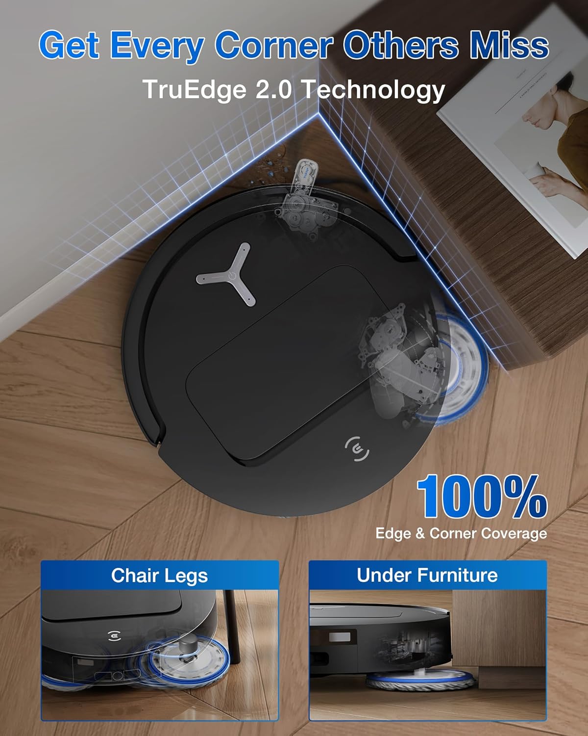 ECOVACS DEEBOT T50 PRO Omni Robot Vacuum and Mop, 3.19' Ultra-Slim, 15,000Pa Suction, ZeroTangle 2.0, TruEdge Edge Cleaning, AIVI 3D Obstacle Avoidance, Auto Mop Wash & Dry, Self-Emptying