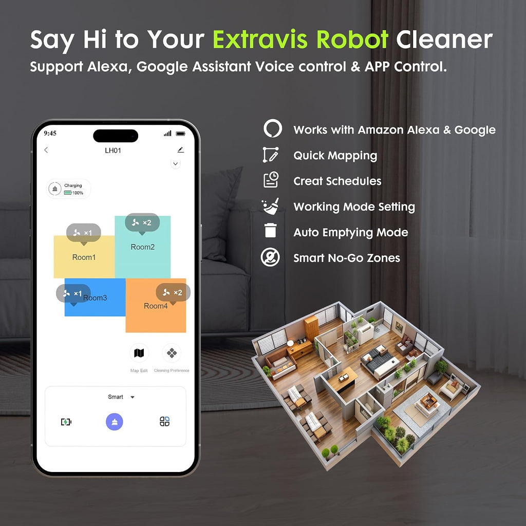 Robot Vacuum and Mop, V5 Tangle Cutter Technology for Pet Hair, 8500Pa Suction, Self Emptying Station for 75 Days, LDS Navigation, Pet Laser, Robotic Vacuums Cleaner for Floors, APP & Voice Control