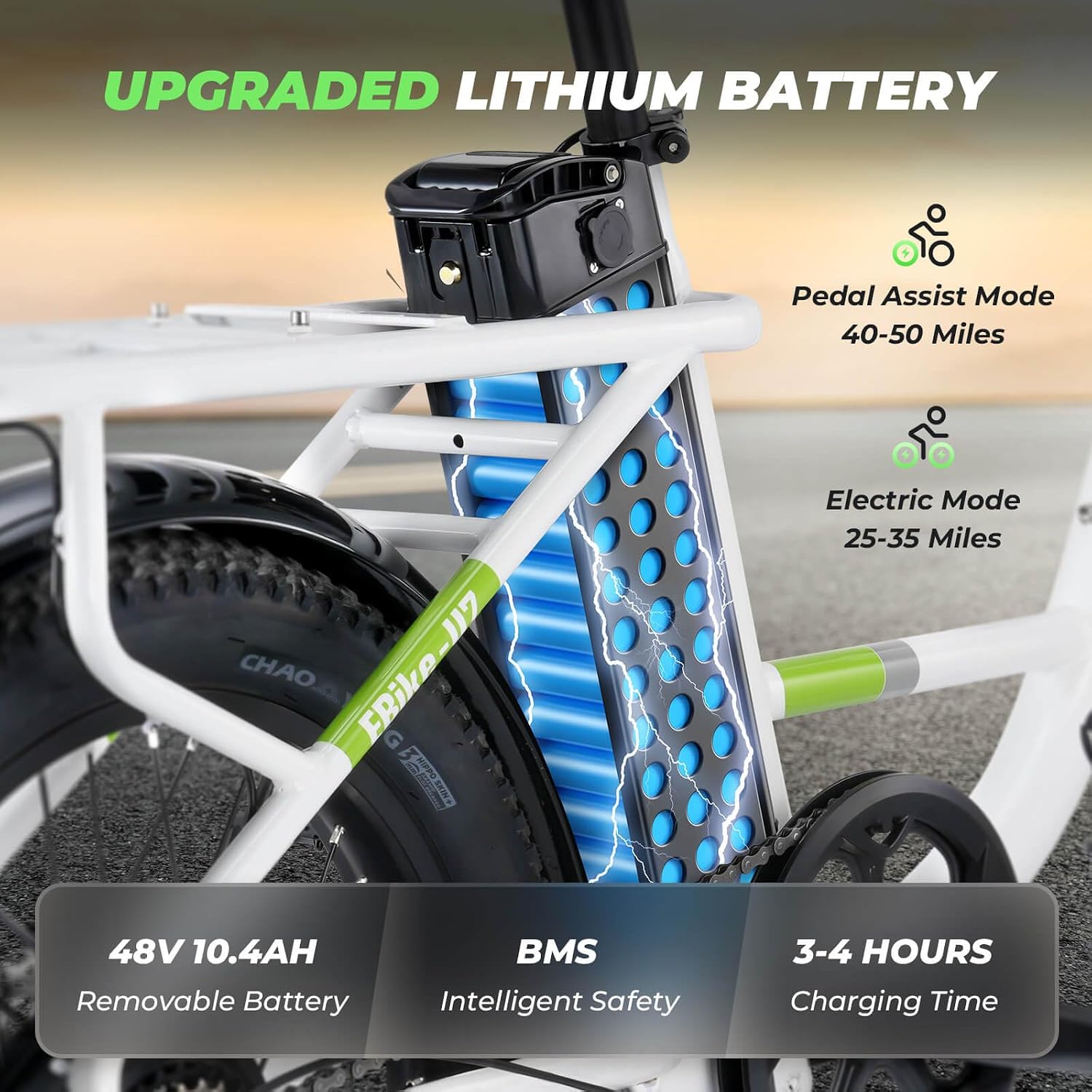 isinwheel U7 E Bike for Adults Electric Bike with Dual Cargo Rack, 48V 1000W Peak Ebikes for Adults, 7 Speed Gear, 20mph Step Thru Cruiser Electric Bicycles, 20' × 3' Fat Tire Ebike
