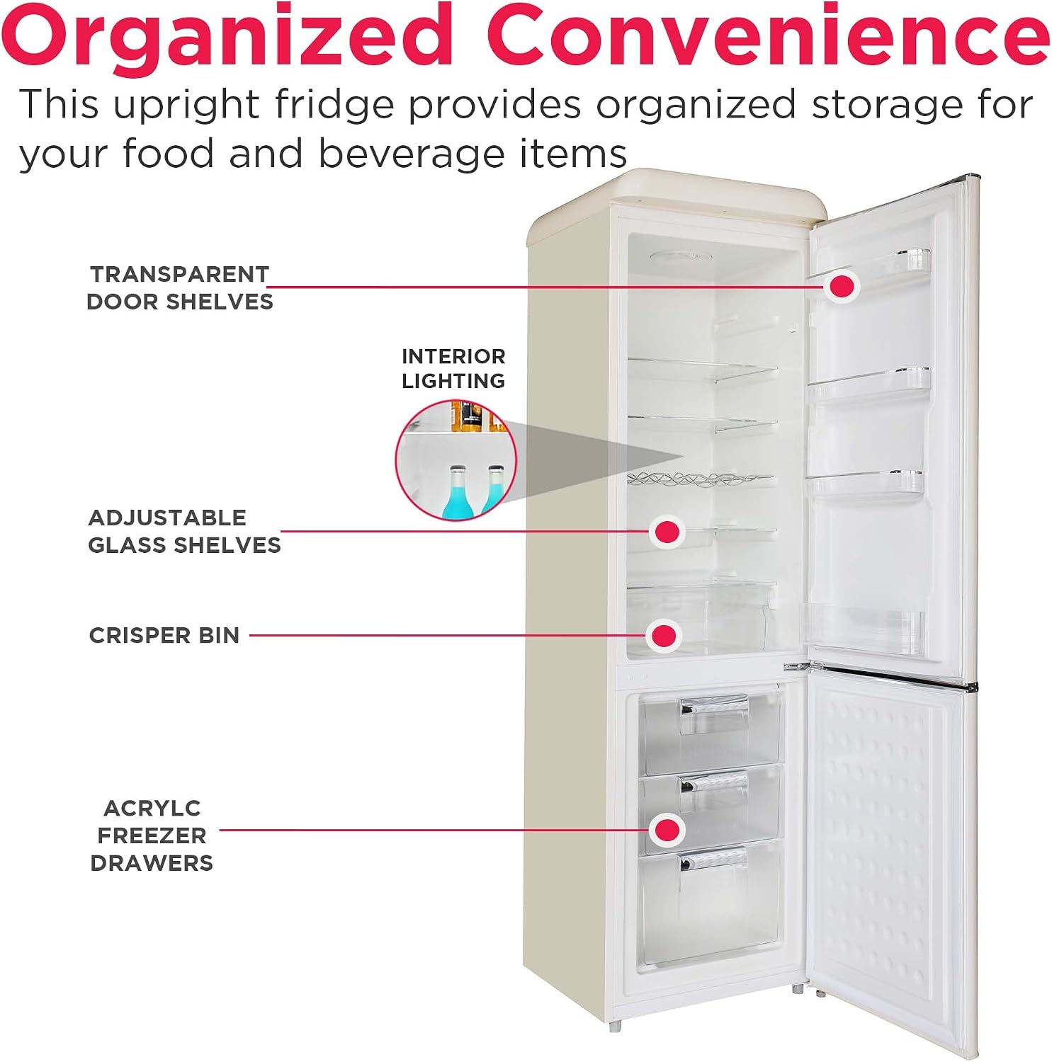 Frigidaire Retro 9.2 Cubic Foot Fridge with Bottom Mount Freezer, 9.2 cu. ft, Vanilla