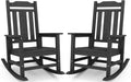 SERWALL Black Outdoor Rocking Chair Set of 2, All Weather Patio Rocking Chair, HDPE Poly Rocking Chair for Adults, Heavy Duty Front Porch Rocker