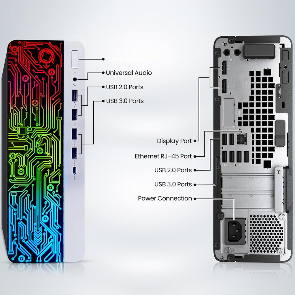 HP ProDesk RGB Desktop PC, Intel Core i5 6th Gen | 16GB DDR4 Ram | 512GB SSD | Dual 22 Inch Monitors | Gaming Keyboard & Mouse | Computer with AMD Radeon RX-550 4GB | Windows 11 Pro (Renewed)