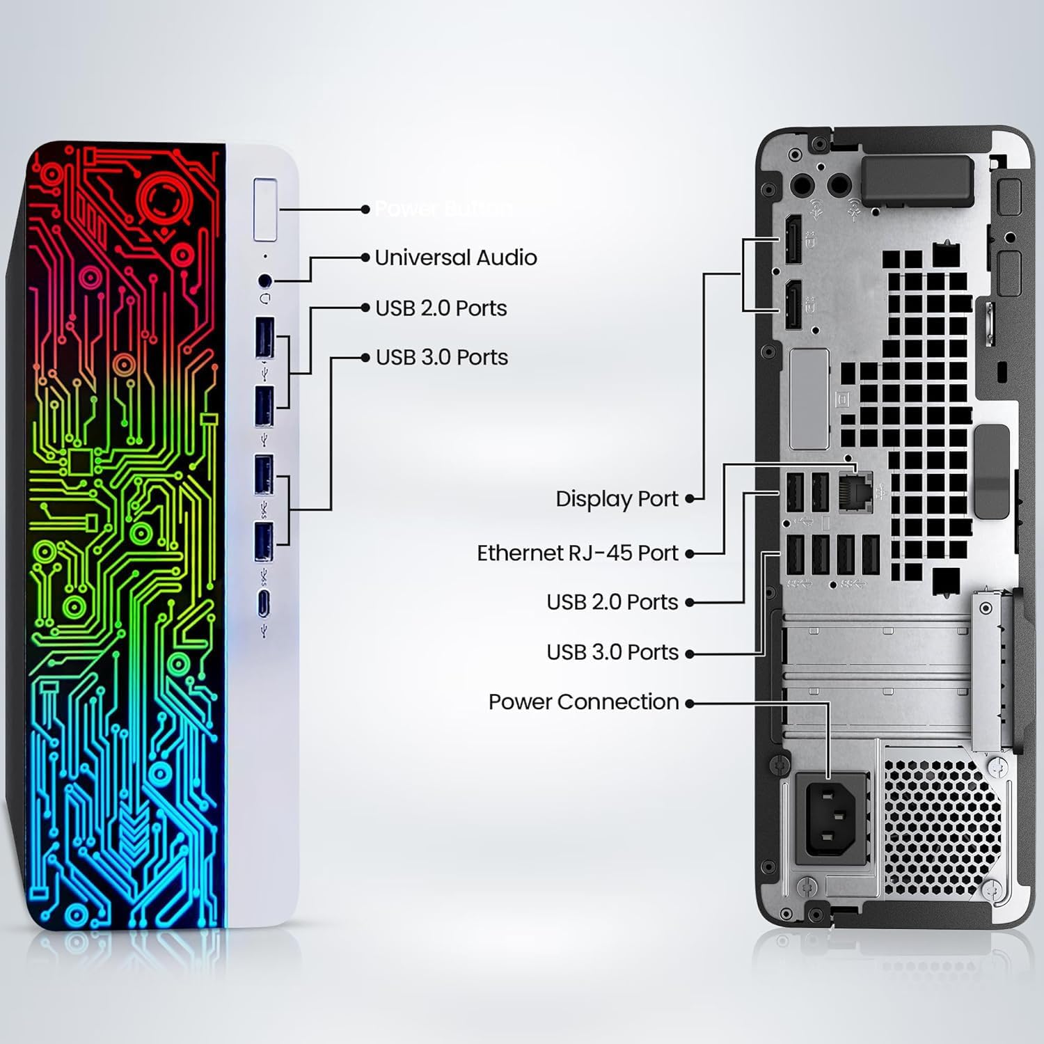 HP ProDesk RGB Desktop PC, Intel Core i5 6th Gen | 16GB DDR4 Ram | 512GB SSD | Dual 22 Inch Monitors | Gaming Keyboard & Mouse | Computer with AMD Radeon RX-550 4GB | Windows 11 Pro (Renewed)