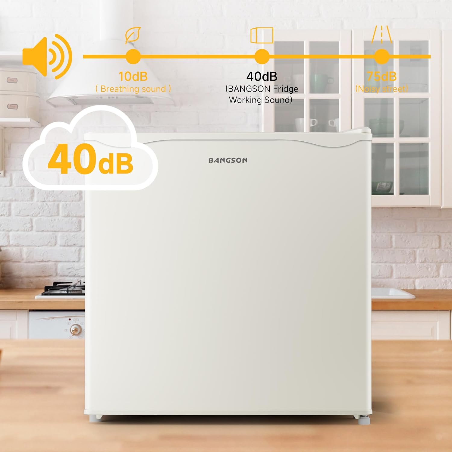 BANGSON 1.7 Cu.Ft Mini Fridge with Freezer, Compact Single Door Refrigerator - Energy Saving, Low Noise - Perfect for Office, Apartment, Dorm, Bedroom,Cream White