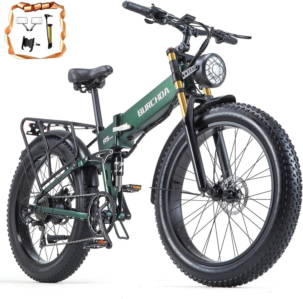 DAMSON Electric Bike for Adults Dual Motor AWD 5000W/3000W/1500W Peak 40MPH/30MPH Dirt Ebike, 52V/48V Max-Output Up to 65/80/120/160 Miles Long Range, 26' Full Suspension Fat Tire Mountains Bicycle