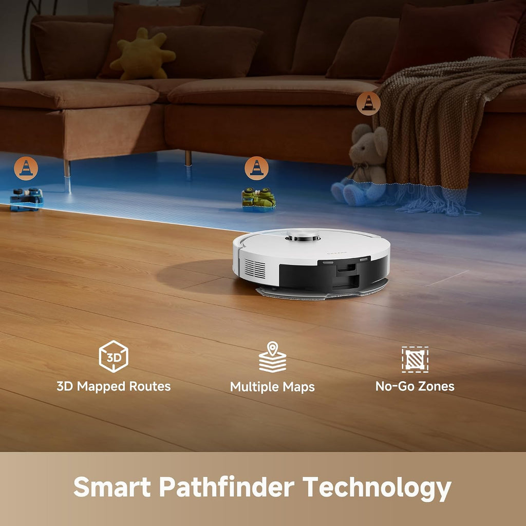 DREAME D20 Air Plus Robot Vac and Mop Combo with 20,000Pa Suction, Anti-Tangling Tech, Auto-Emptying Dock, Deep Carpet Cleaning and Smart Navigation White