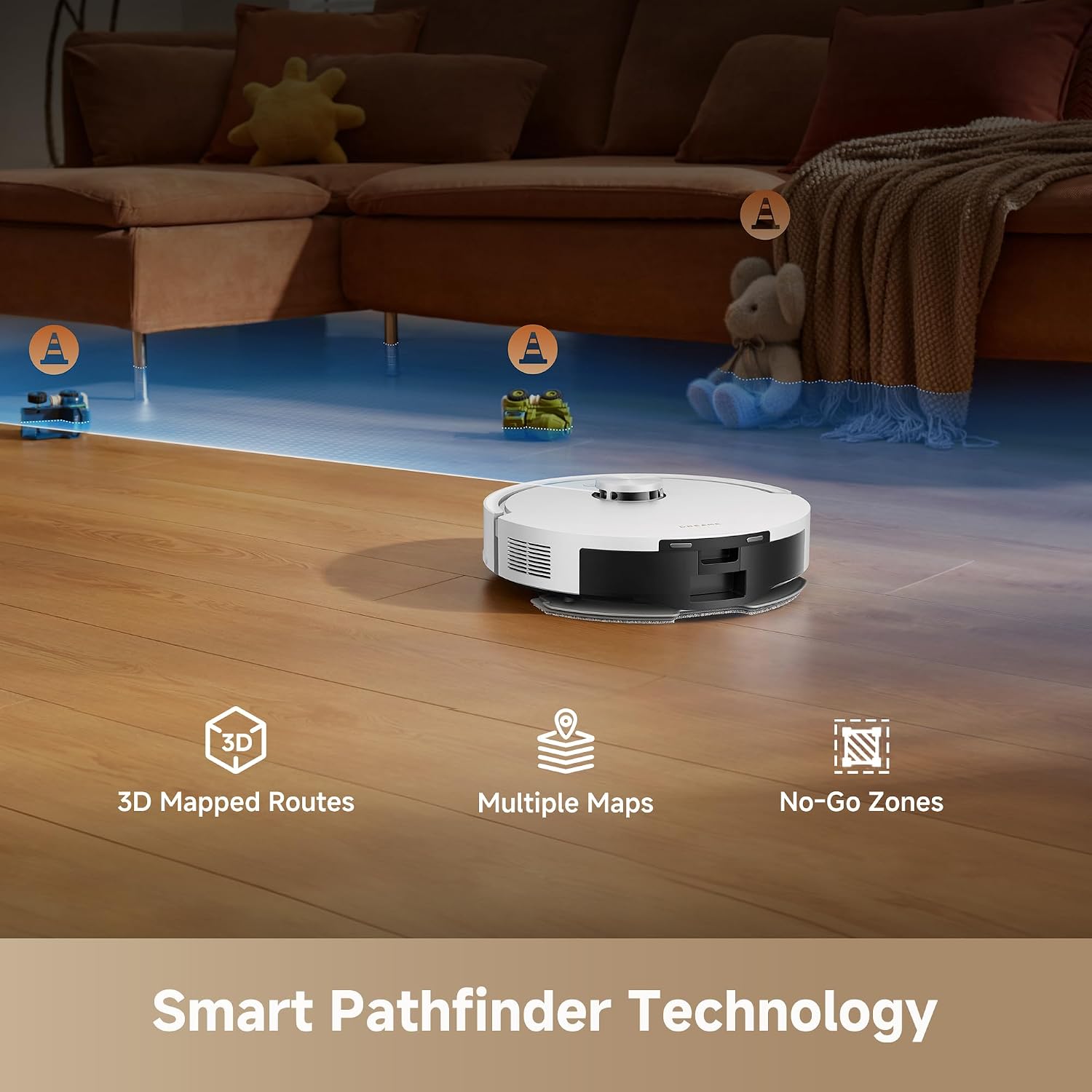 DREAME D20 Air Plus Robot Vac and Mop Combo with 20,000Pa Suction, Anti-Tangling Tech, Auto-Emptying Dock, Deep Carpet Cleaning and Smart Navigation White