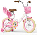 Glaf Toddler Girls Bike for Age 2-9 Years 12 14 16 Inch Girls Bike with Training Wheels and Doll Seat Kids Bike Bicycle with Basket,Adjustable Seat,Bell