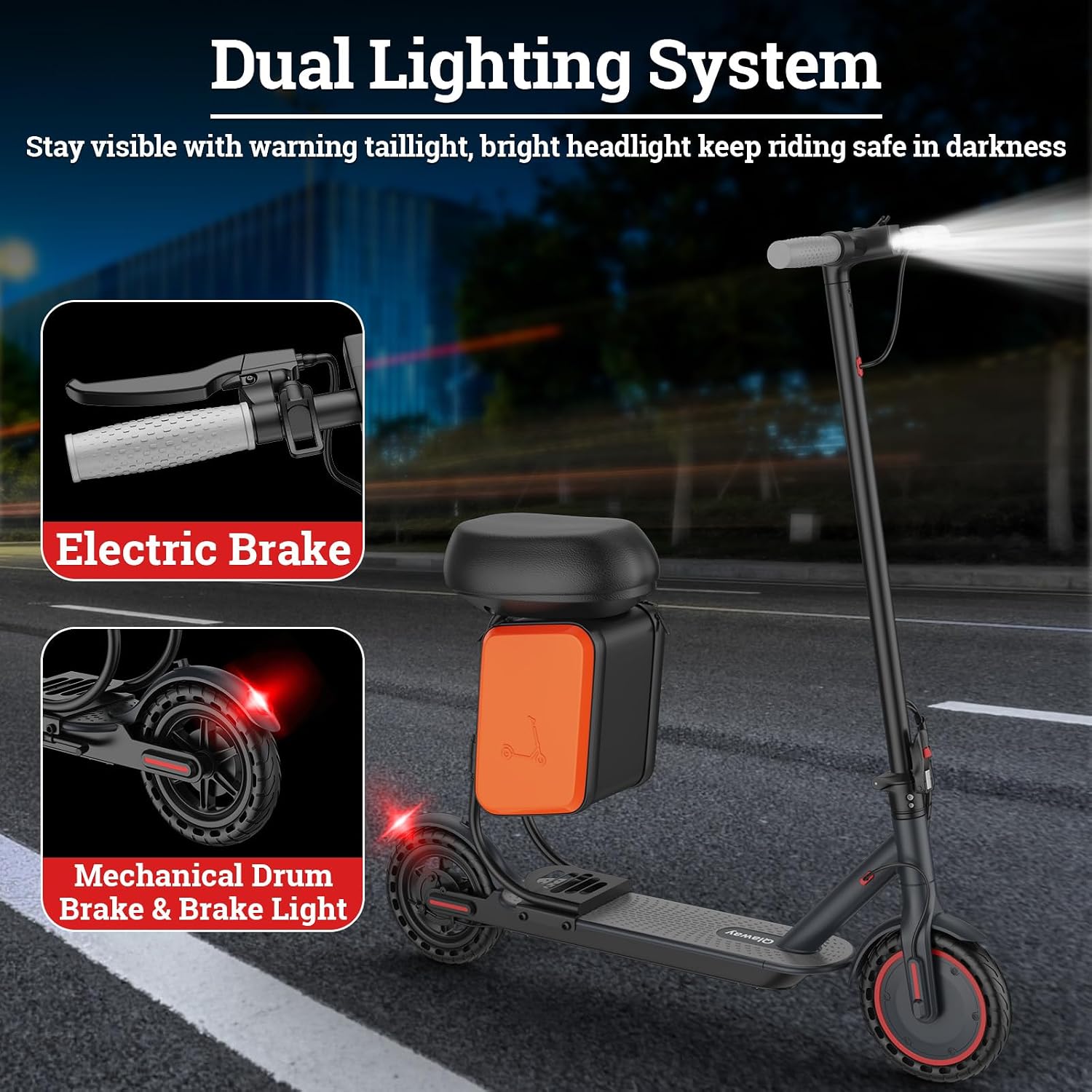 Qlaway Electric Scooter for Adults, 350W/500W Motor, 16-22 Miles Range, 8.5'/10' Solid Tires, Dual Braking & Suspension, Folding Portable Commuting E-Scooter with App