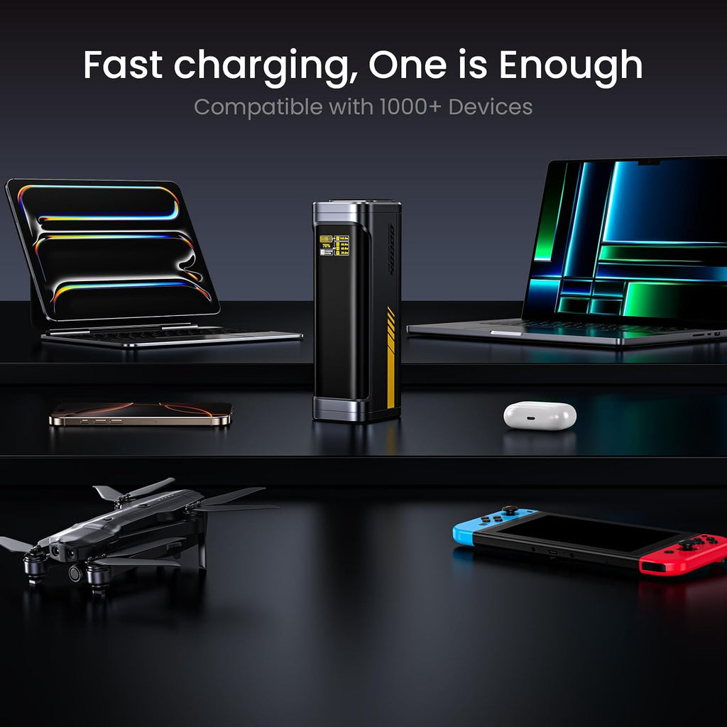 AOHI 140W PD3.1 Laptop Power Bank 40000mAh Fast Charging Station, The Future Starship 2 in 1 Camping Large Portable Charger for MacBook Pro/Air, iPad Pro, iPhone 16 Pro Max,Galaxy,Steam Deck, Grey