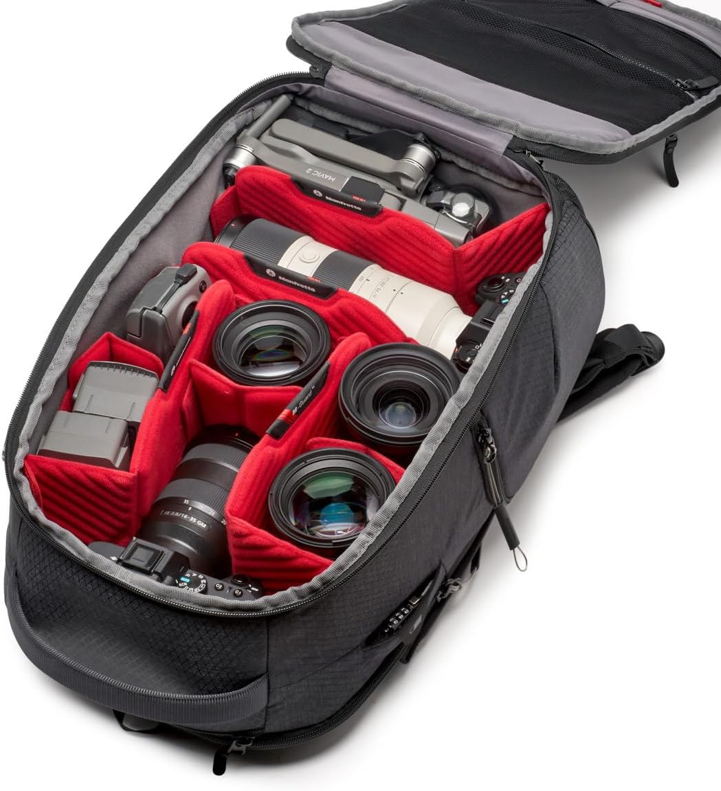 Manfrotto PRO Light Frontloader M, Professional Camera Backpack, Side and Front Access, Tripod Mount, Padded Backpack with Interchangeable Dividers, Black