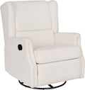 Flash Furniture Omma Swivel Glider Rocking Recliner, Manual Wingback Recliner with 360 Degree Swivel, for Living Room, Bedroom, or Nursery, Upholstered, Off-White Boucle