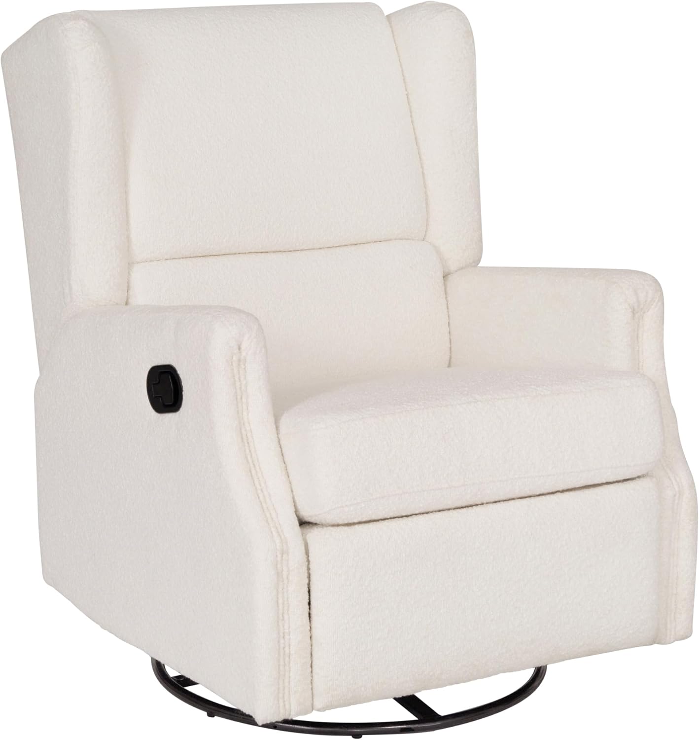 Flash Furniture Omma Swivel Glider Rocking Recliner, Manual Wingback Recliner with 360 Degree Swivel, for Living Room, Bedroom, or Nursery, Upholstered, Off-White Boucle
