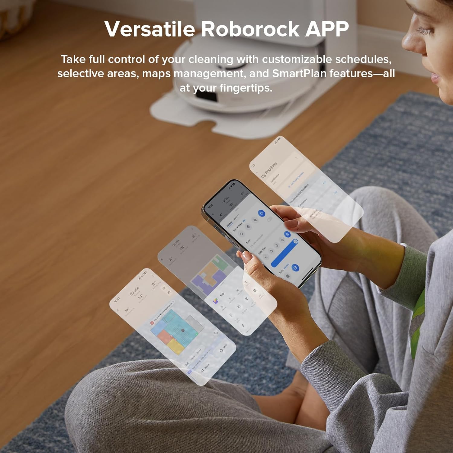 roborock Qrevo Series Robot Vacuum and Mop, 8000Pa Suction, Upgraded from Qrevo S, Anti-Tangle Brush, Smart Obstacle Avoidance, Auto Mop Washing, All-in-One Dock, 200RPM Spinning Mops, White(QV 35A)