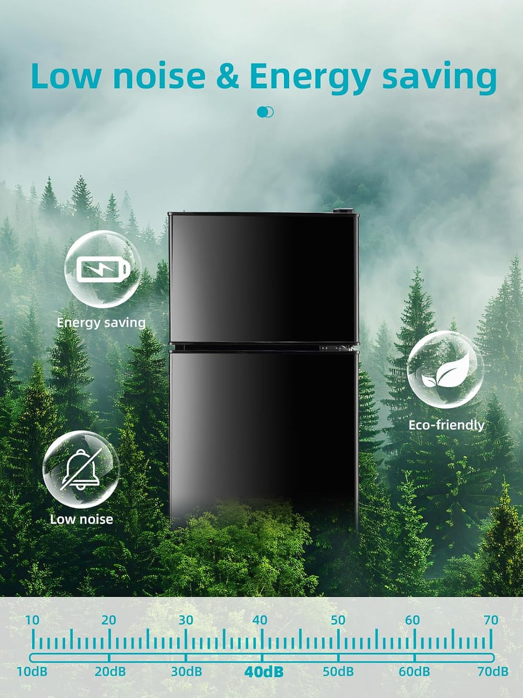 KRIB BLING 3.5 Cu.Ft Refrigerator with Freezer, 2 Doors Fridge with Adjustable Thermostat Control, Refrigerator for Kitchen, Dorm, Apartment, Garage, Office, Black