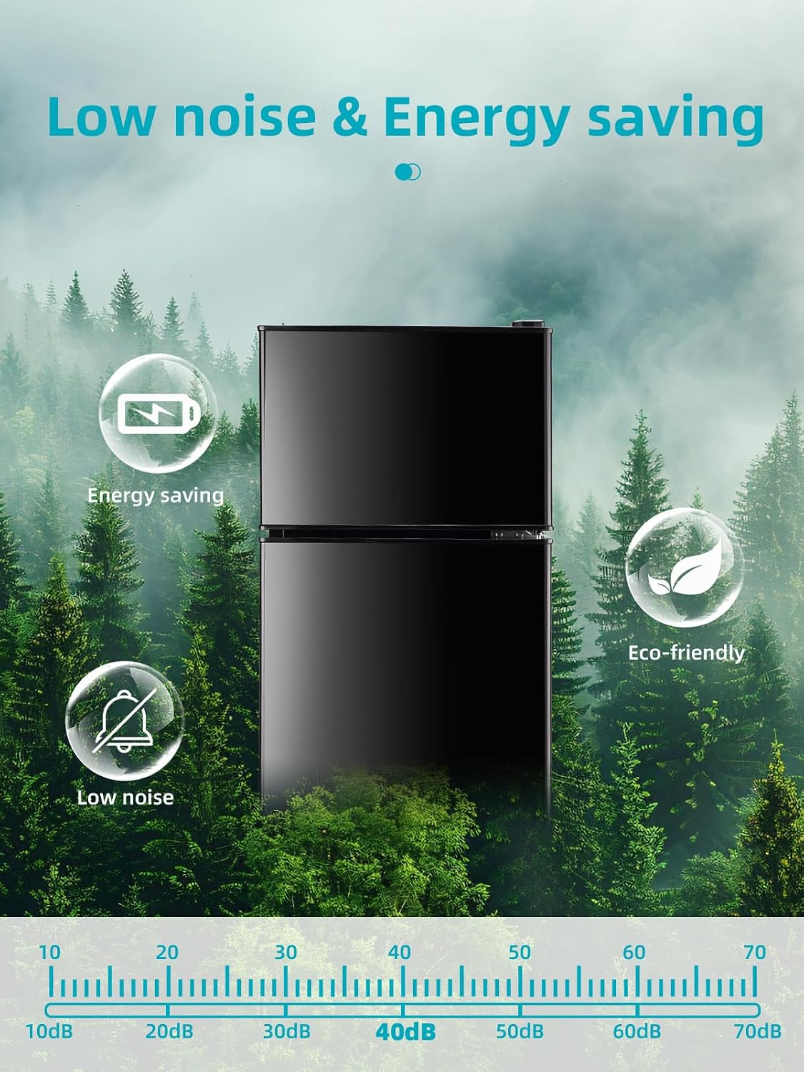 KRIB BLING 3.5 Cu.Ft Refrigerator with Freezer, 2 Doors Fridge with Adjustable Thermostat Control, Refrigerator for Kitchen, Dorm, Apartment, Garage, Office, Black