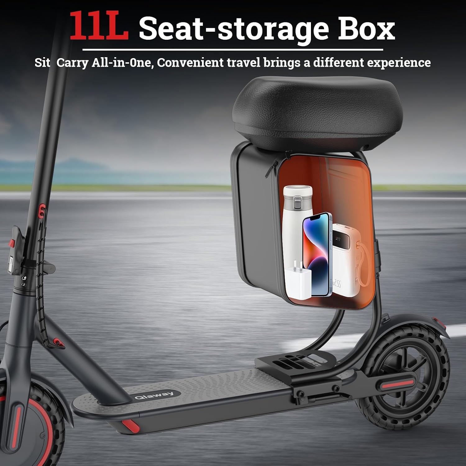 Qlaway Electric Scooter for Adults, 350W/500W Motor, 16-22 Miles Range, 8.5'/10' Solid Tires, Dual Braking & Suspension, Folding Portable Commuting E-Scooter with App