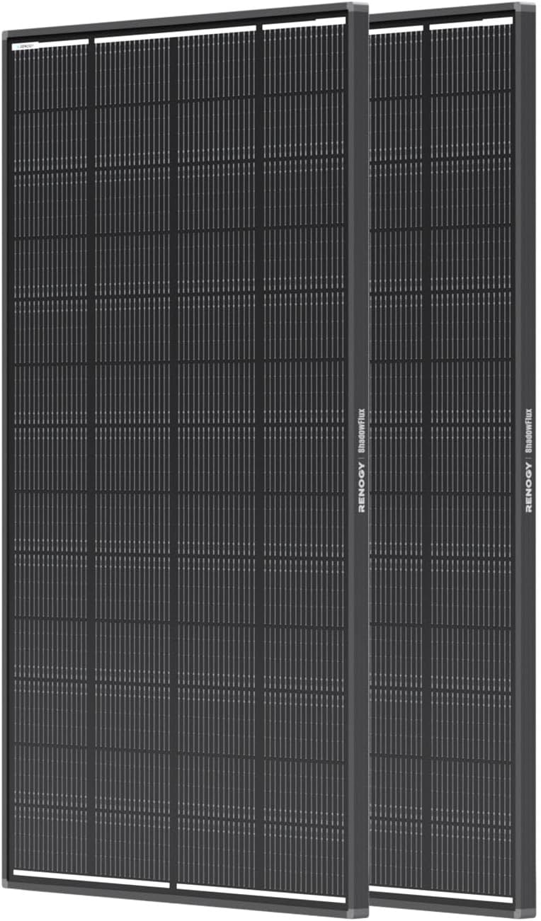 Renogy ShadowFlux Solar Panels, N-Type Anti-Shading Panels for 12V/24V Systems with 25% High-Efficiency PV Modules, 200W 2-Pack ShadowFlux N-Type Panels