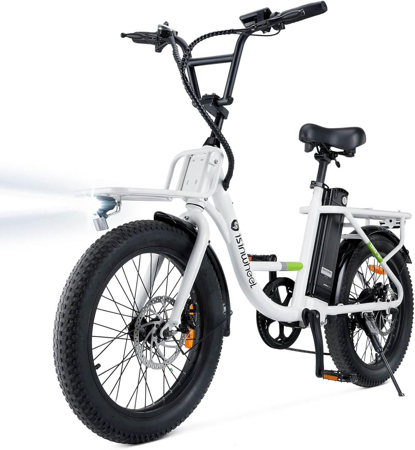isinwheel U7 E Bike for Adults Electric Bike with Dual Cargo Rack, 48V 1000W Peak Ebikes for Adults, 7 Speed Gear, 20mph Step Thru Cruiser Electric Bicycles, 20' × 3' Fat Tire Ebike