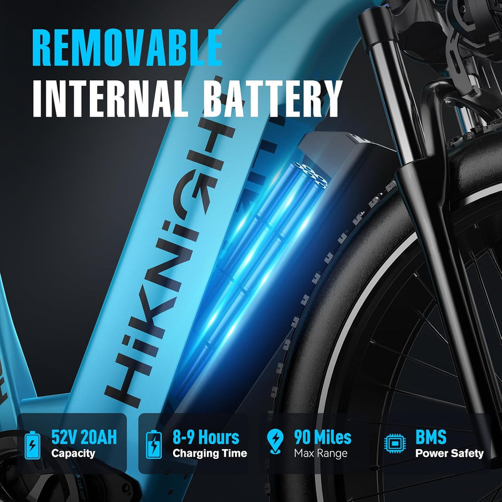 Dual Motor Electric Bike for Adults, 3000W Peak 52V 20AH Battery E Bike 26' x 4.0' Fat Tire Electric Mountain Bike Step-Thru Electric Bicycle for Women/Men, Up to 38MPH, Dual Hydraulic Brake