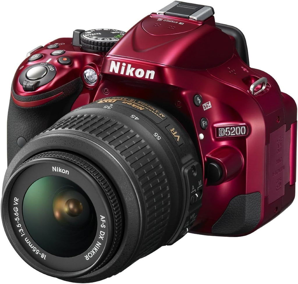 Nikon D5200 24.1 MP CMOS Digital SLR with 18-55mm f/3.5-5.6 AF-S DX VR NIKKOR Zoom Lens (Red)