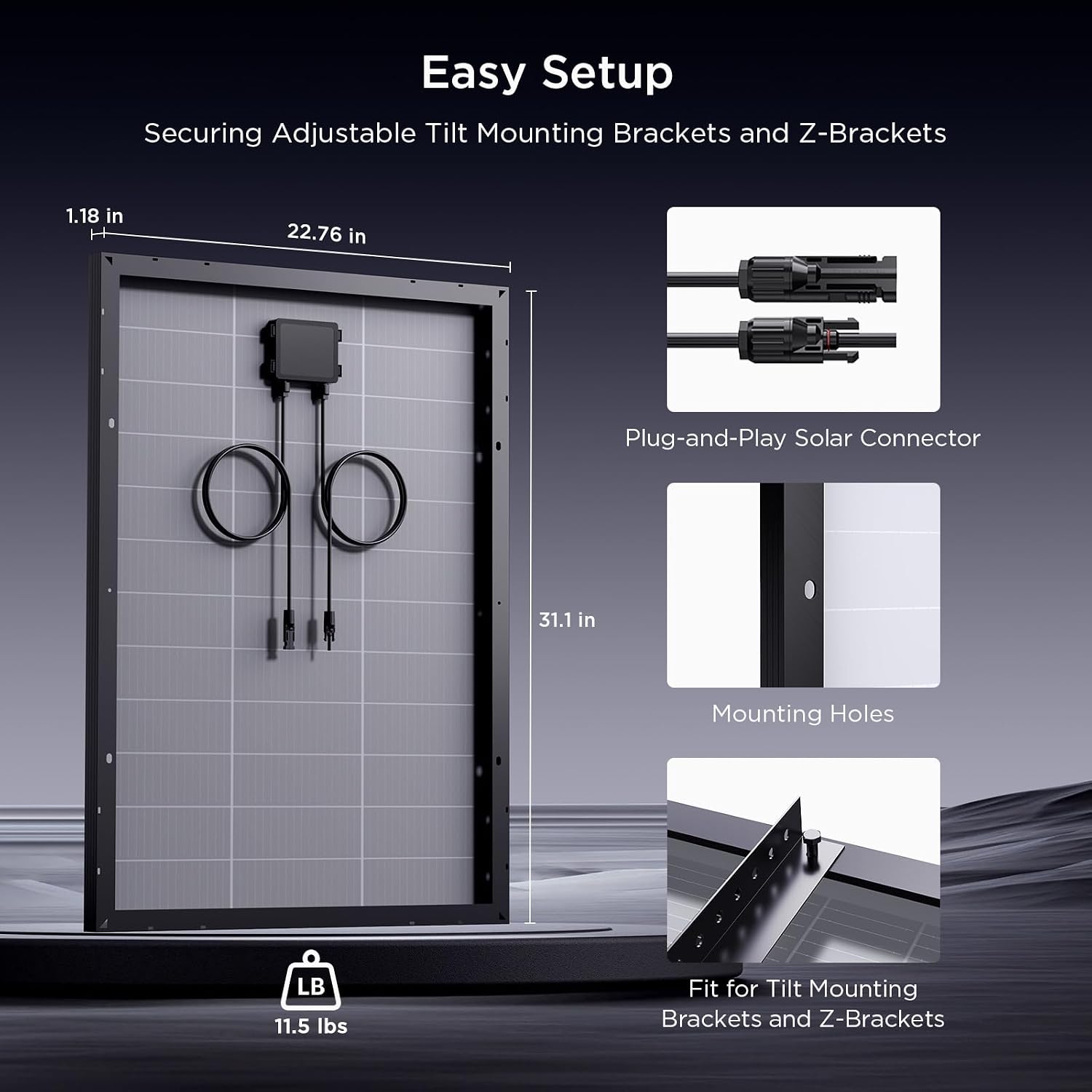 N-Type 100W 12V Solar Panel, 8-Pack (800W Total), 25% High-Efficiency Compact 16BB Monocrystalline Solar Panels for RV, Off-Grid, Cabin & Home Backup Power