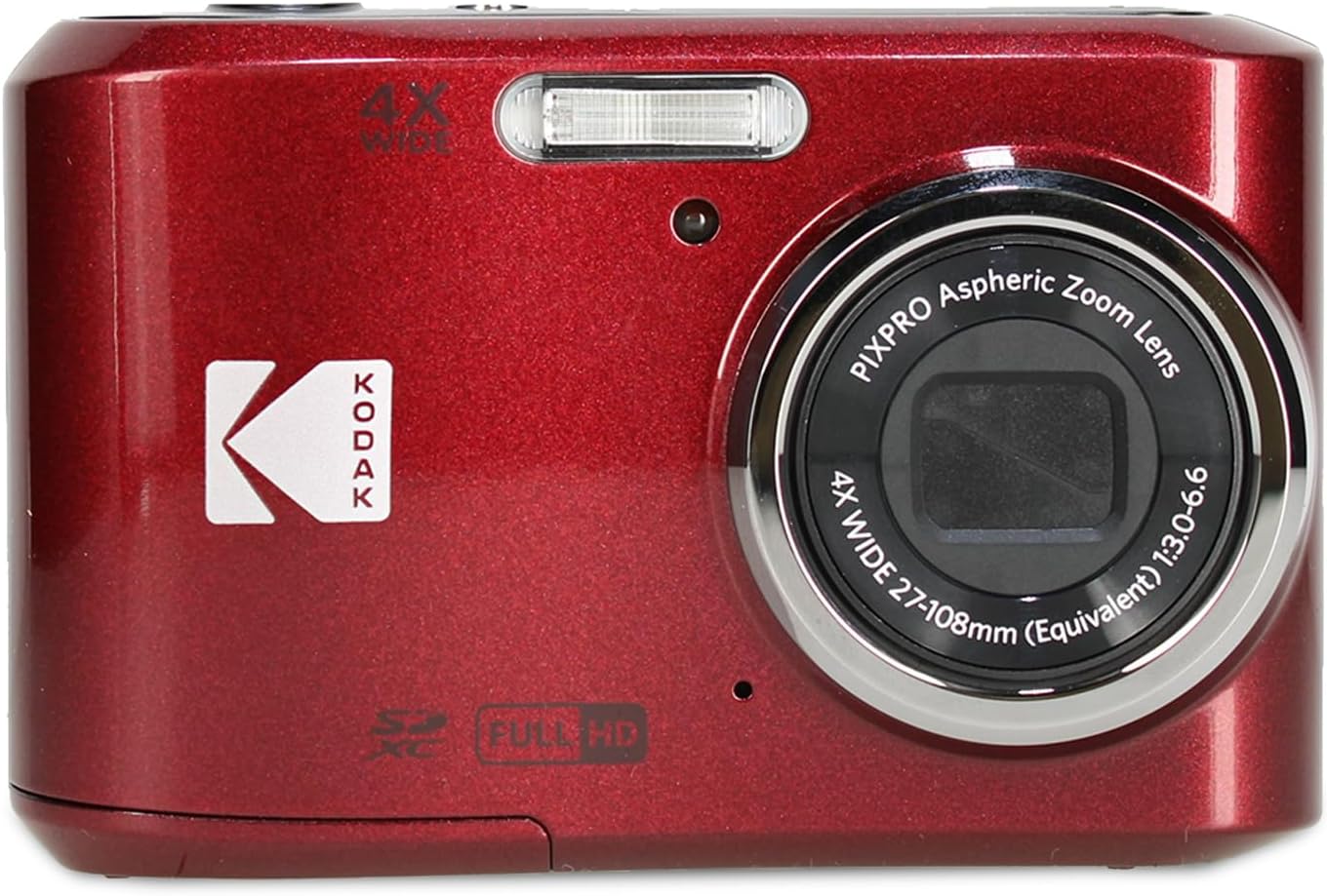 Kodak Pixpro FZ45 Digital Camera (Red) Bundle Including: 64 GB Memory Card, Rechargeable Batteries, Flexible Tripod, Card Reader, Card Wallet, Hand Strap, Full Cleaning Kit