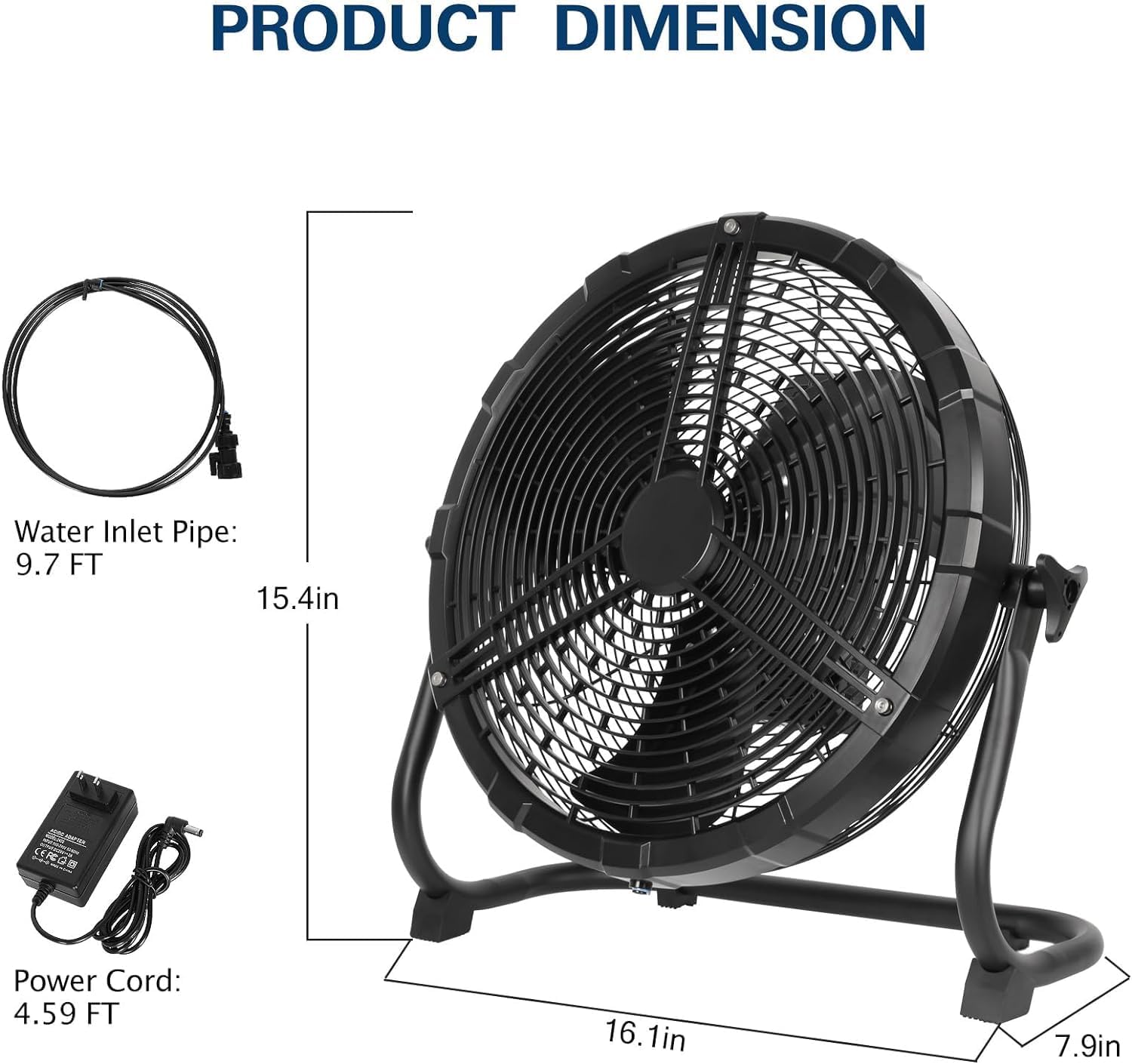 BILT HARD 12' Outdoor Portable Misting Fan, Battery Operated Misting Fan with 15600mAh Detachable Battery & Misting Function, Rechargeable Floor Fan for Outside, Patio