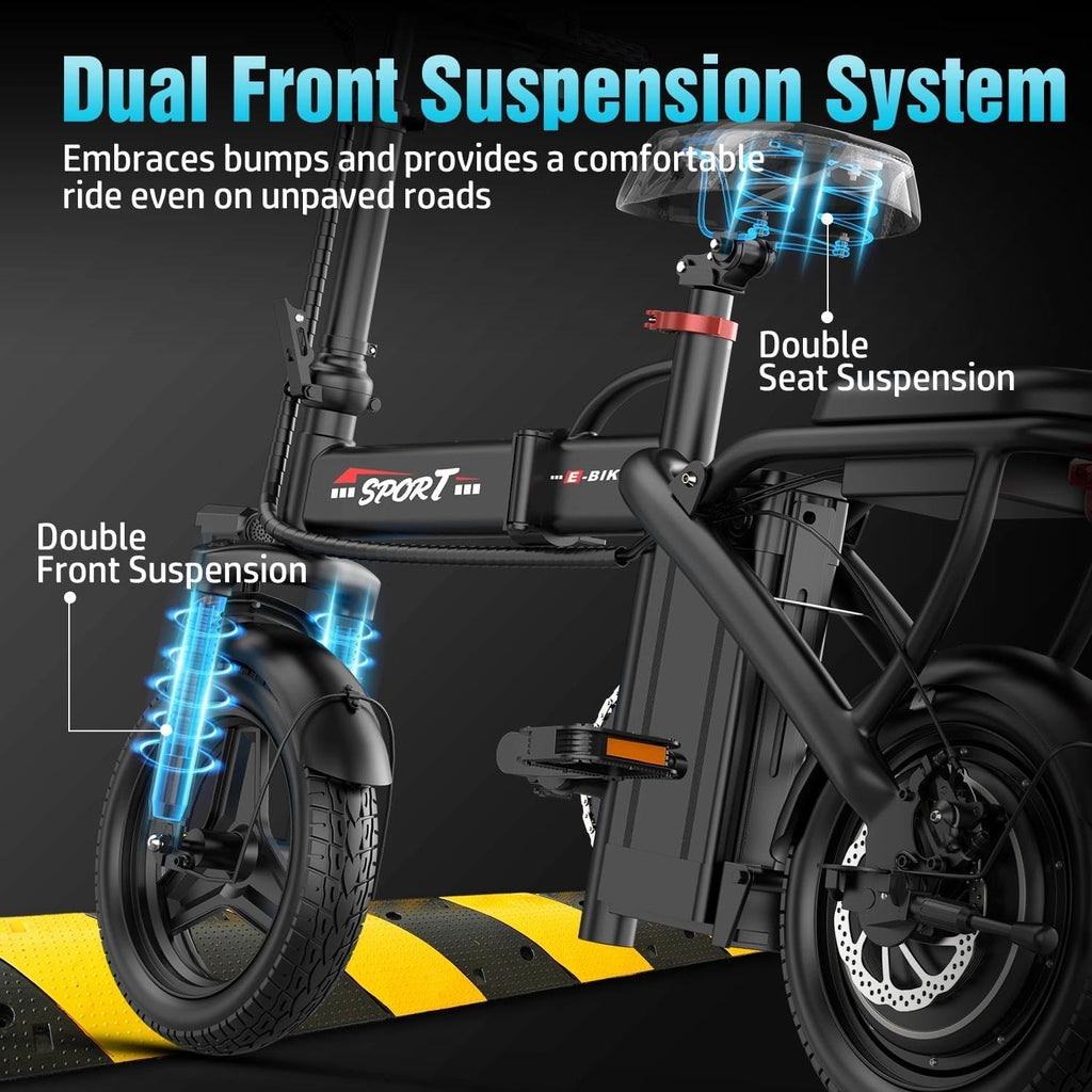 Electric Bike for Adults, 48V 15AH Removable Battery, 25MPH 35Miles Commuting Ebikes for Women Men, 500W Brushless Motor, Lightweight 14'' Tires Folding Electric Bicycles, LCD Display (500W 480WH)