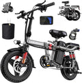 Heavy-Duty Foldable Electric Bike for Adults with 7 Shock Suspension, 500+ lbs Capacity, 740W Motor, 25MPH, 720Wh Battery, 20-Mile Range, 14' Fat Tires Commuter Bicycle for Road & Mountain Riding
