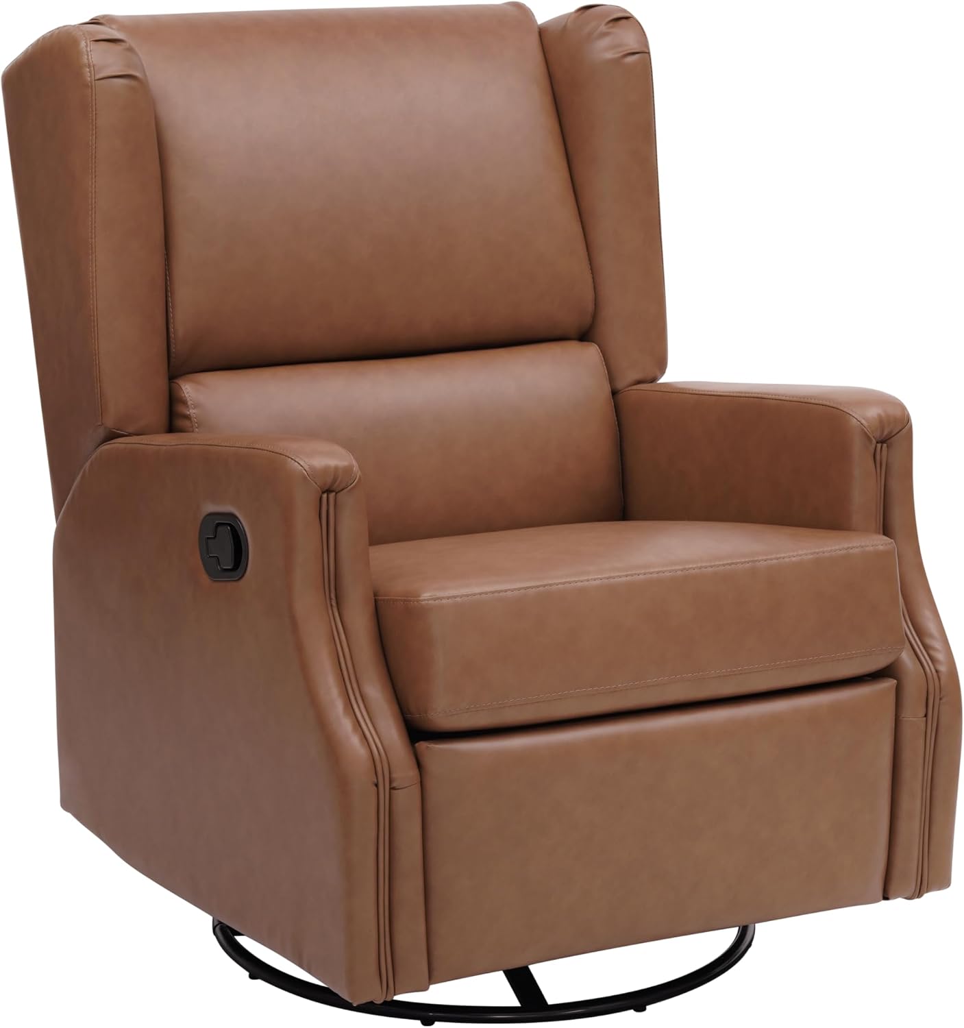 Flash Furniture Omma Swivel Glider Rocking Recliner, Manual Wingback Recliner with 360 Degree Swivel, for Living Room, Bedroom, or Nursery, Cognac LeatherSoft
