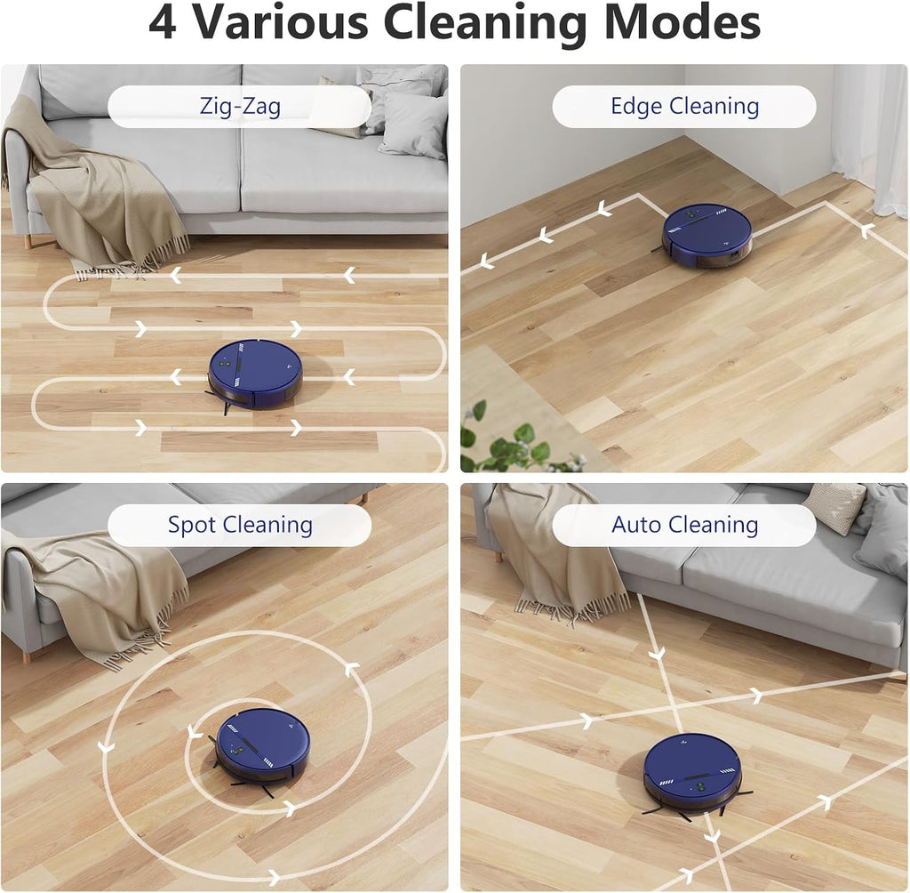 Robot Vacuum Cleaner, Smart Robotic Vacuum Wi-Fi Connected, App Control, Compatible with Alexa and Google Assistant, Automatic Self-Charging Robot Vacuum Perfect for Pet Hair, Carpets and Hard Floors