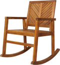 JONATHAN Y RCK100A Ned Modern Chevron-Back 300-Lbs Support Acacia Wood Patio Outdoor Rocking Chair for Garden, Lawn, Backyard, Pool, Deck, Beach, Firepit, Teak