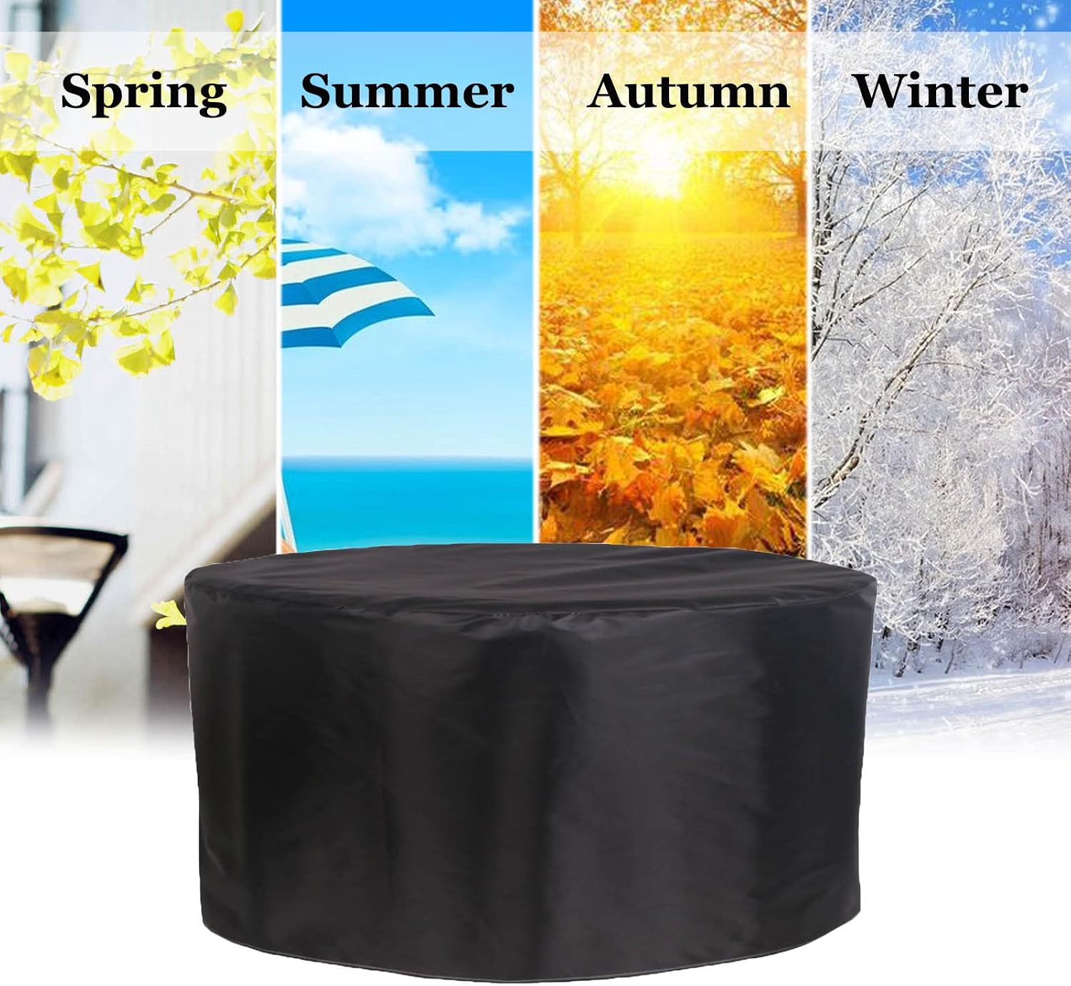 Waterproof Patio Furniture Set Cover 130' D x 31' H, Heavy Duty Gas BBQ Grill Cover, Outdoor Garden Table Set Cover, 420D Round All Weather Protection Covers (330x78cm)