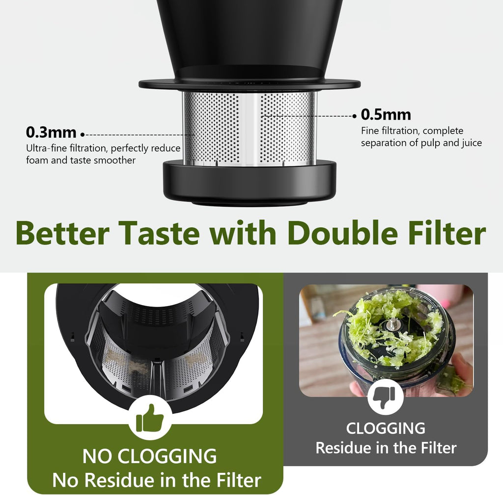 Masticating Fruit Vegetable Juicer Machine, 2-In-1 Electric Juicer Grinder 18 Adjustable Settings for Coffee Bean Nut, 250W Quiet Juicing Machine Cold Press Extractor BPA Free Easy To Clean & Assemble