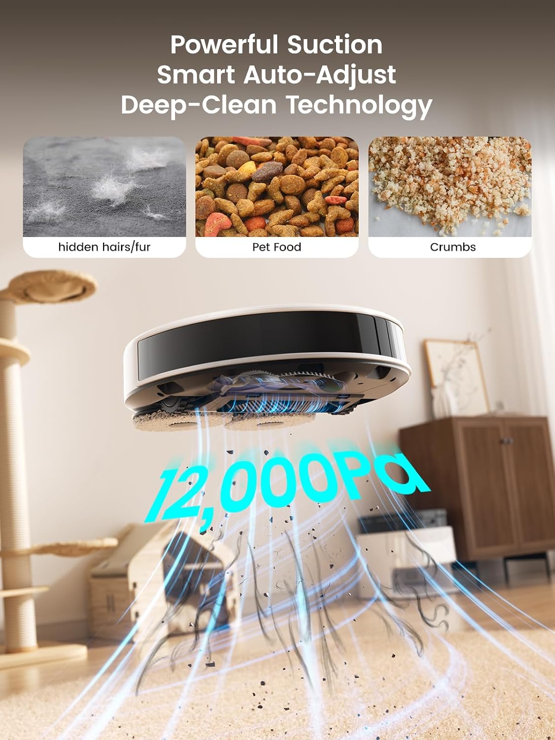Lefant LiDAR Robot Vacuum and Mop, 12000Pa Suction, 90-Day Self-Emptying, Obstacle Avoidance, Auto Mop Washing&Drying, All-in-One for Pet Hair Carpet, 5G WiFi Alexa/APP/iWatch Control, M3